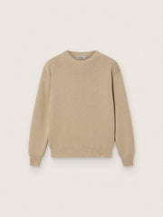 Golden Goose Unisex Golden beige ribbed sweater for kids with logo on the back