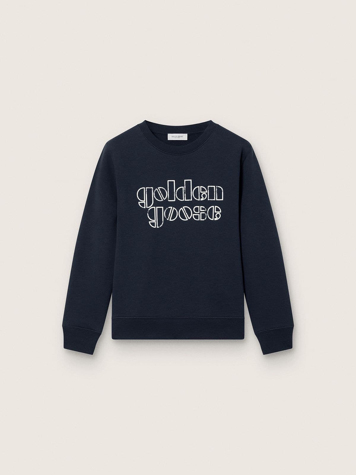 Golden Goose Journey boys’ sweatshirt in blue cotton blend with a contrasting logo