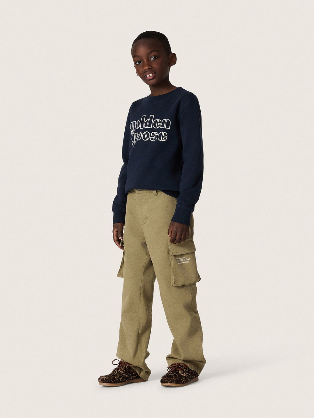 Golden Goose Journey boys’ sweatshirt in blue cotton blend with a contrasting logo
