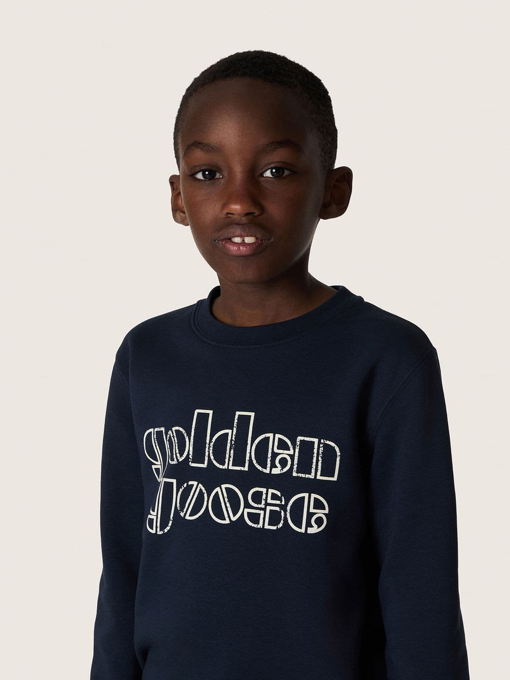 Golden Goose Journey boys’ sweatshirt in blue cotton blend with a contrasting logo