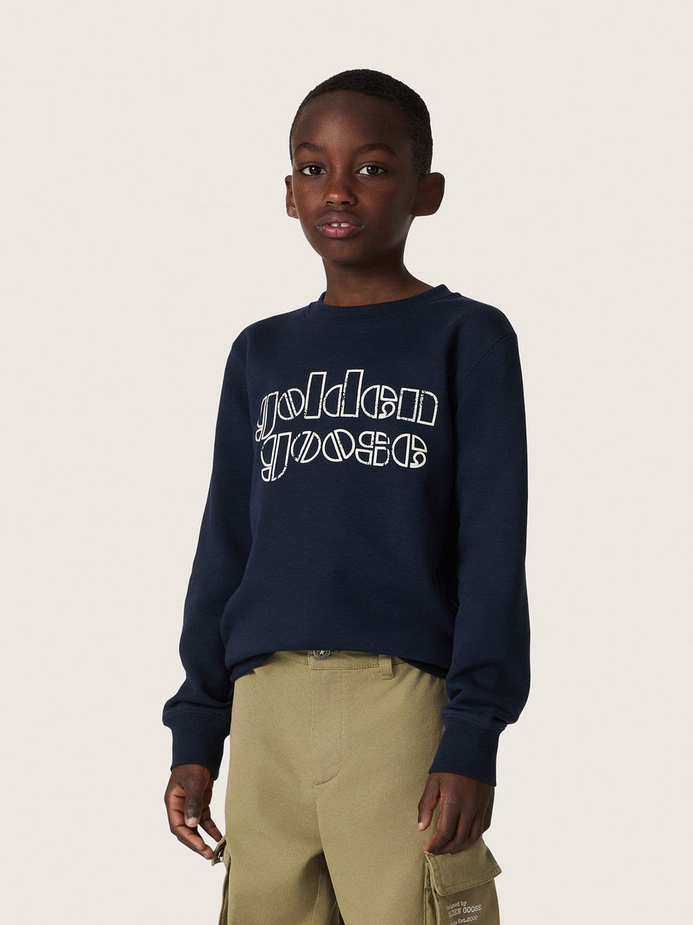Golden Goose Journey boys’ sweatshirt in blue cotton blend with a contrasting logo