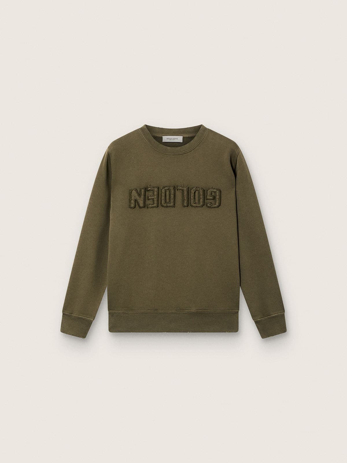 Golden Goose Golden unisex sweatshirt in military-green cotton with reversed logo