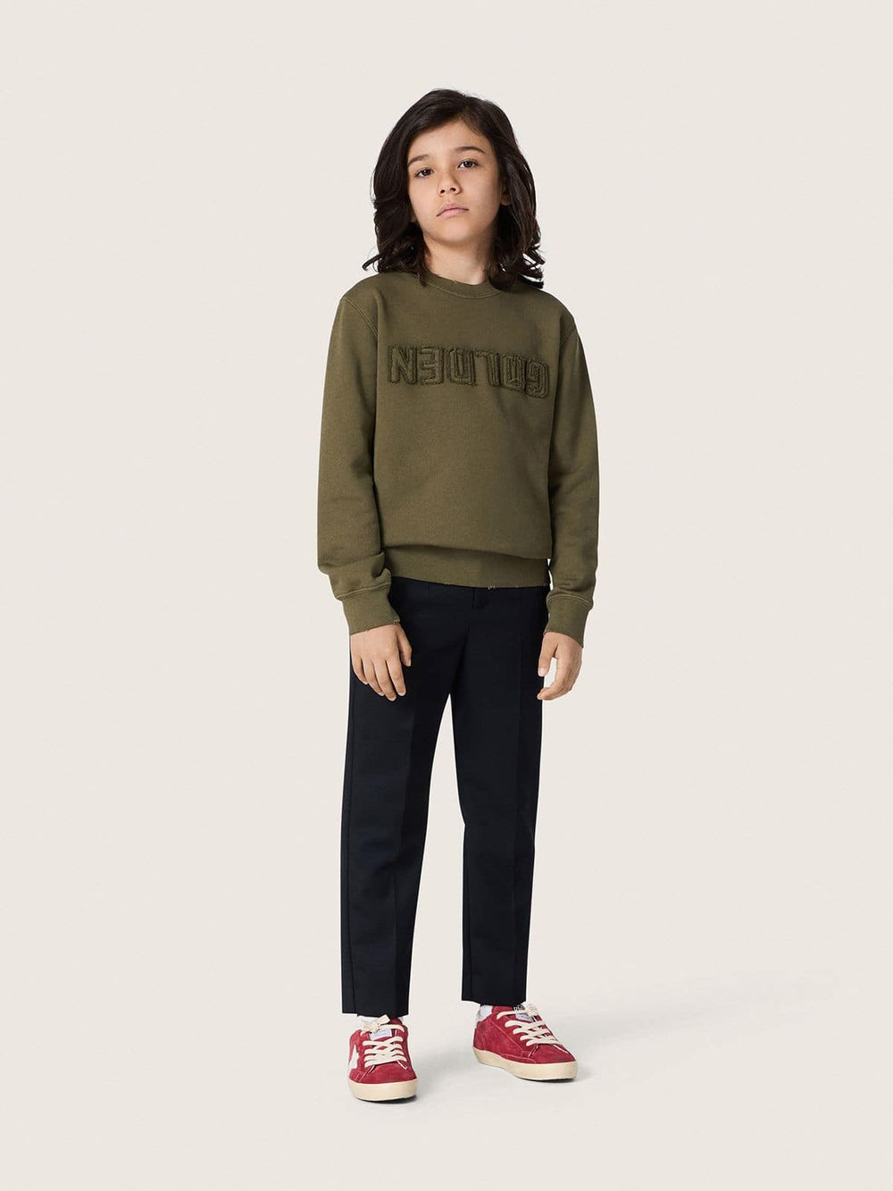 Golden Goose Golden unisex sweatshirt in military-green cotton with reversed logo