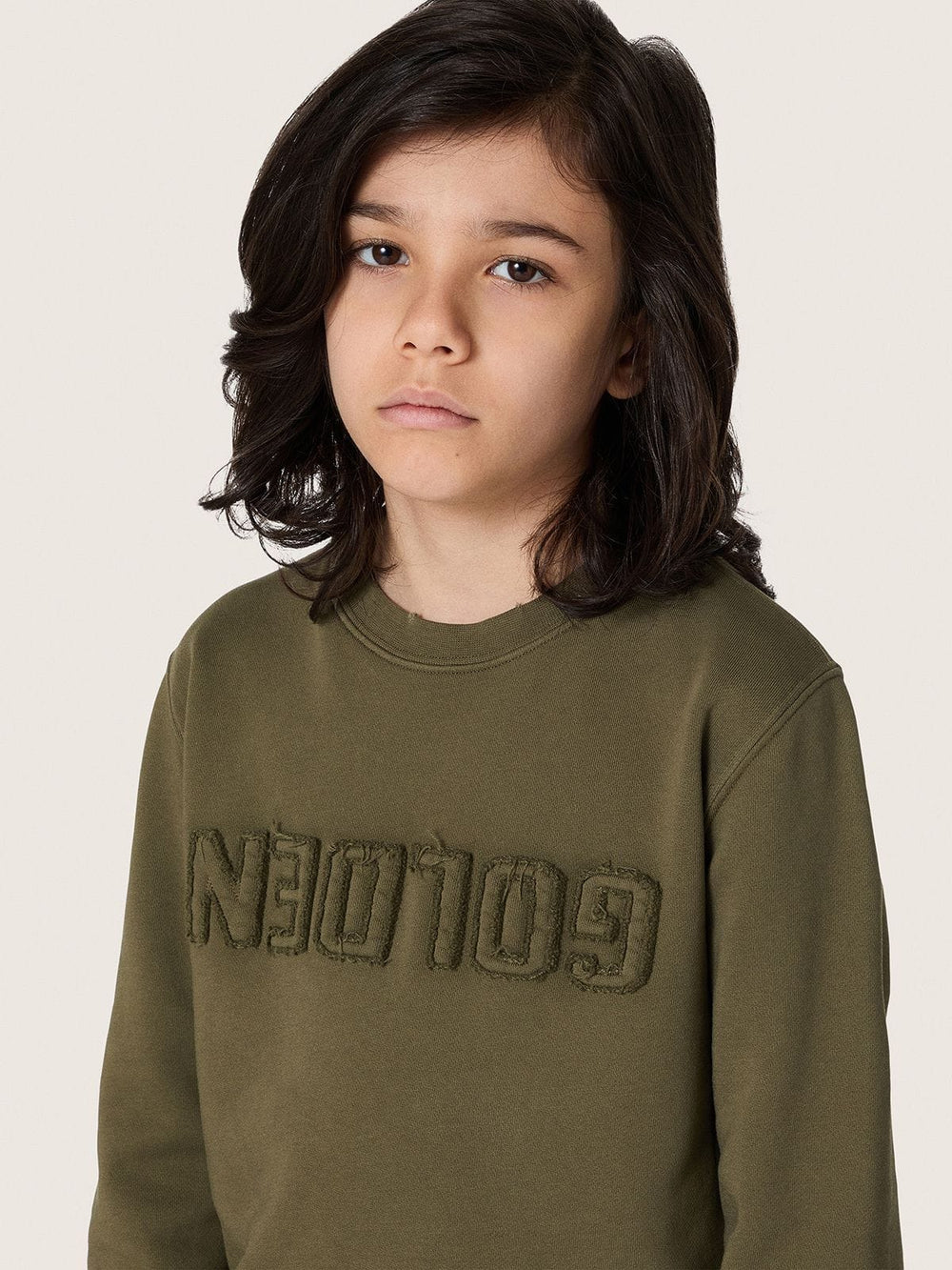 Golden Goose Golden unisex sweatshirt in military-green cotton with reversed logo