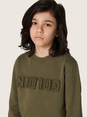 Golden Goose Golden unisex sweatshirt in military-green cotton with reversed logo