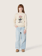 Golden Goose Golden girls’ sweater in white cotton yarn with mascot embroidery
