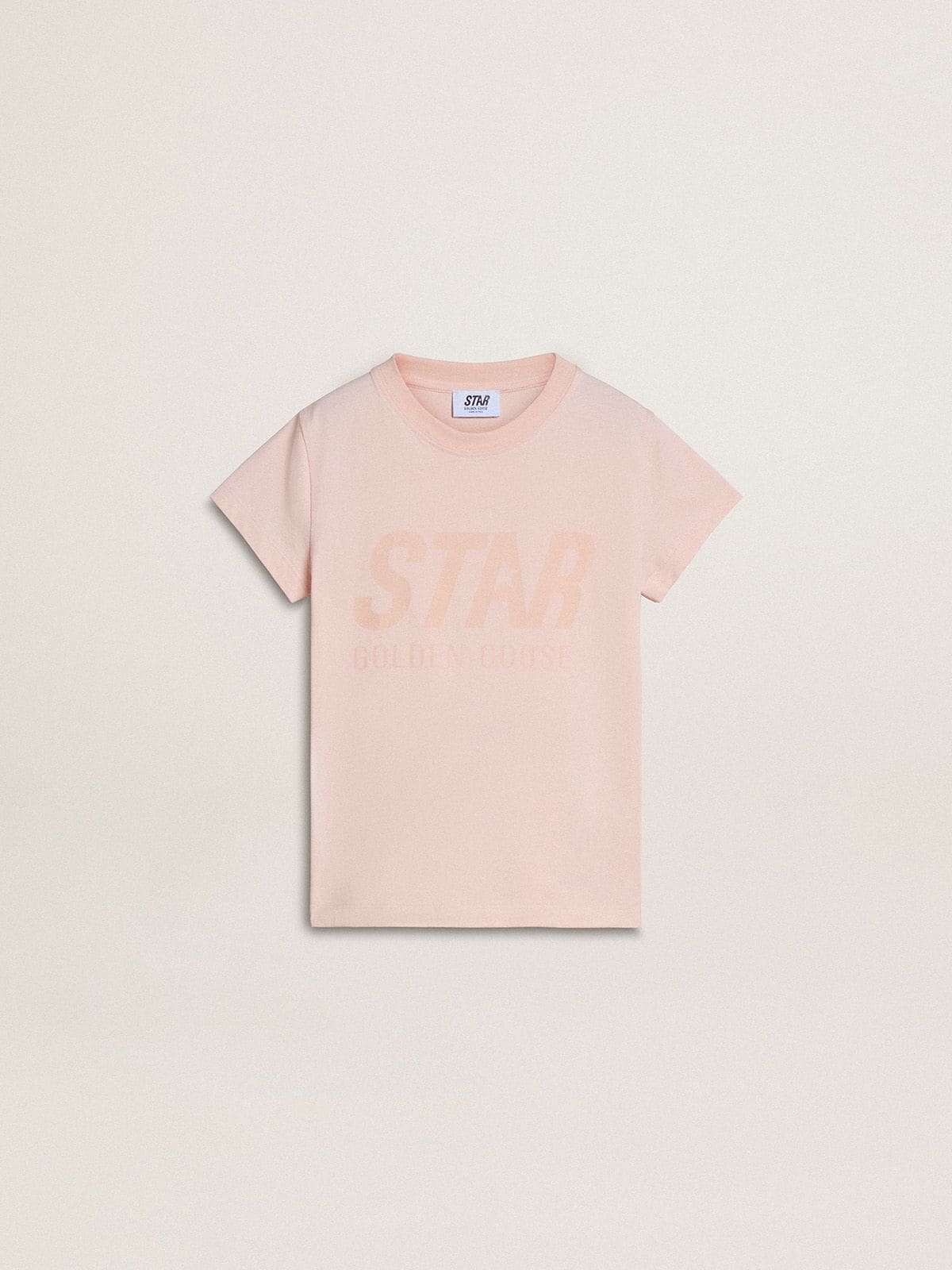 Golden Goose Girls' pink T-shirt with pink print on the front