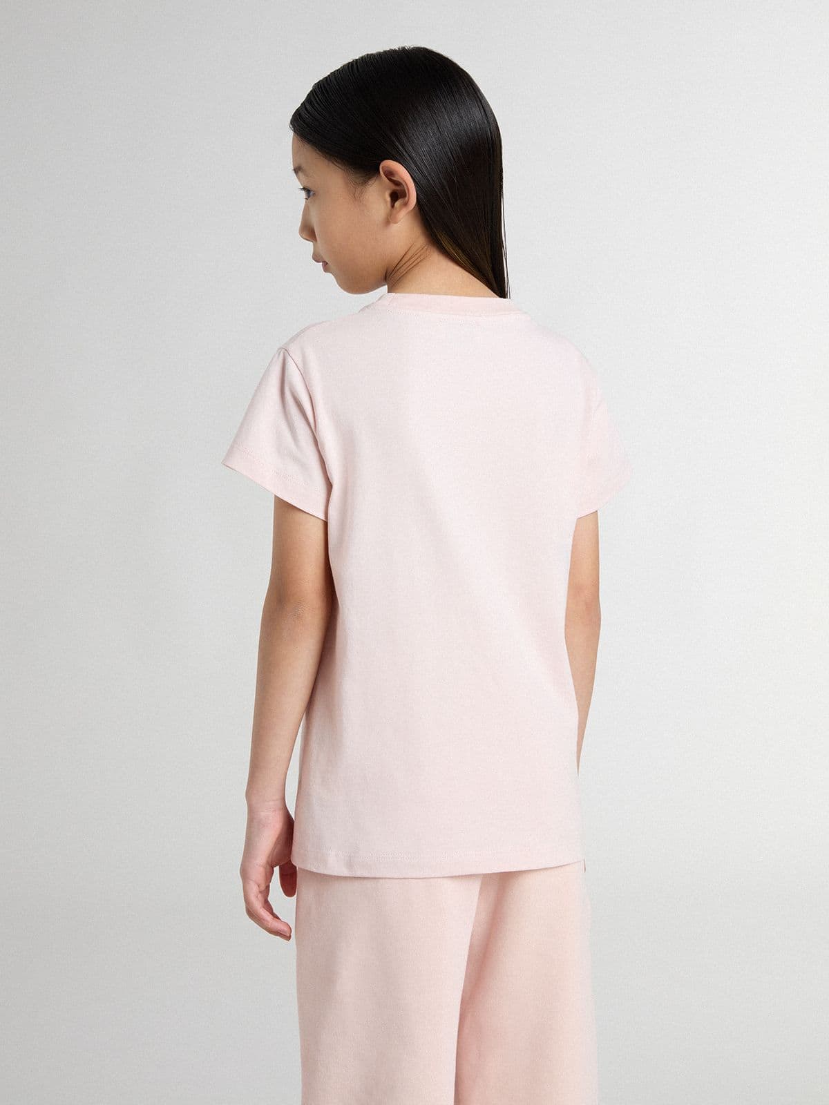 Golden Goose Girls' pink T-shirt with pink print on the front