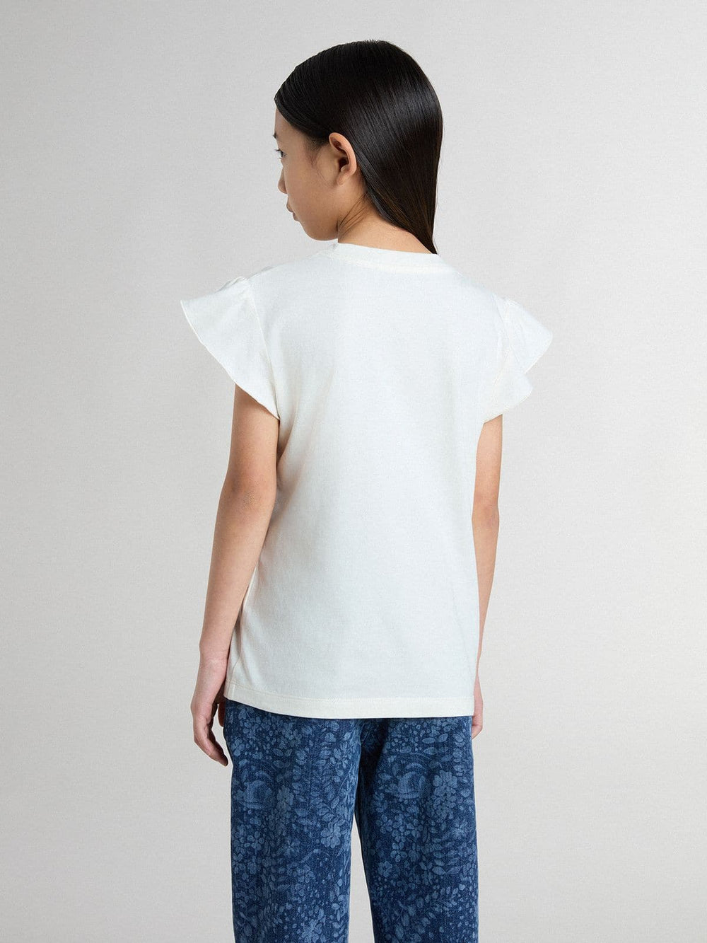 Golden Goose Girls' T-shirt with ruffled sleeves with lettering and embroidery