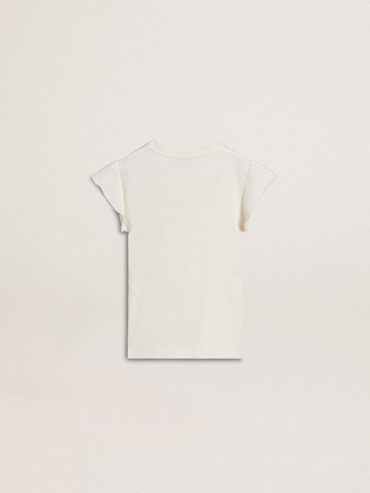 Golden Goose Girls' T-shirt with ruffled sleeves with lettering and embroidery