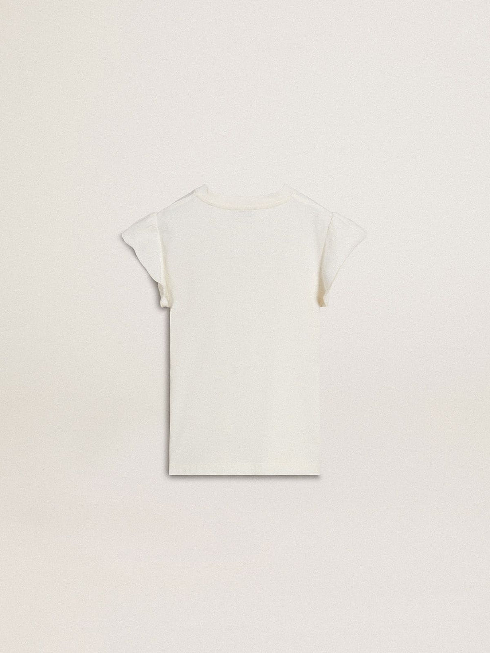Golden Goose Girls' T-shirt with ruffled sleeves with lettering and embroidery