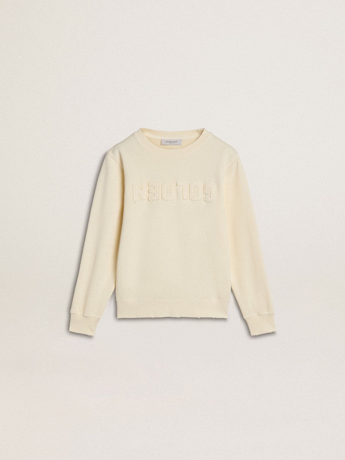 Golden Goose Girls’ cream-colored sweatshirt with patch writing