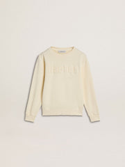 Golden Goose Girls’ cream-colored sweatshirt with patch writing