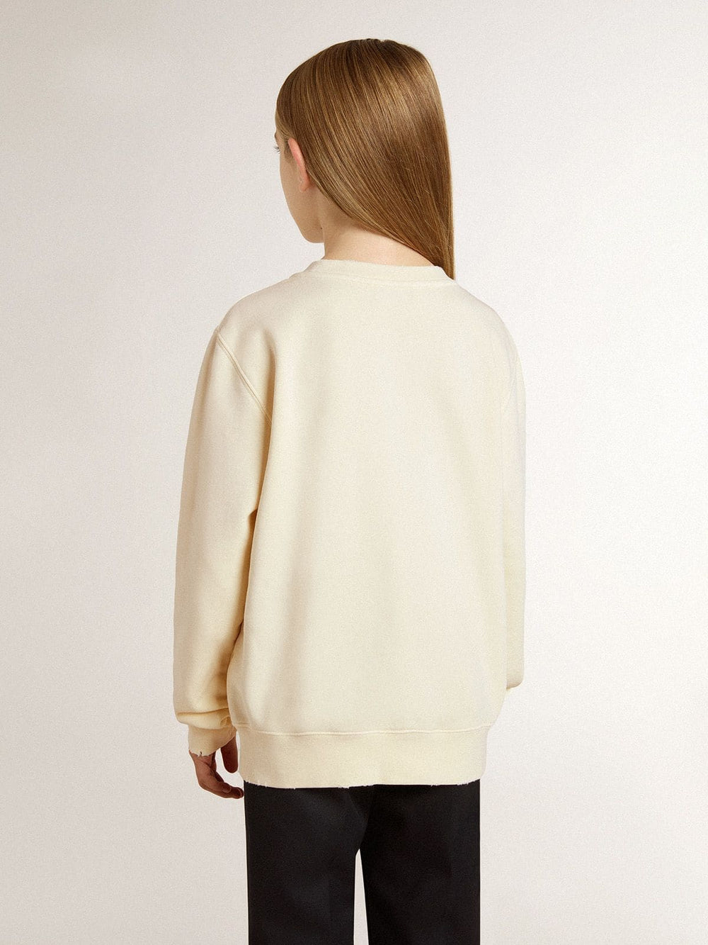 Golden Goose Girls’ cream-colored sweatshirt with patch writing