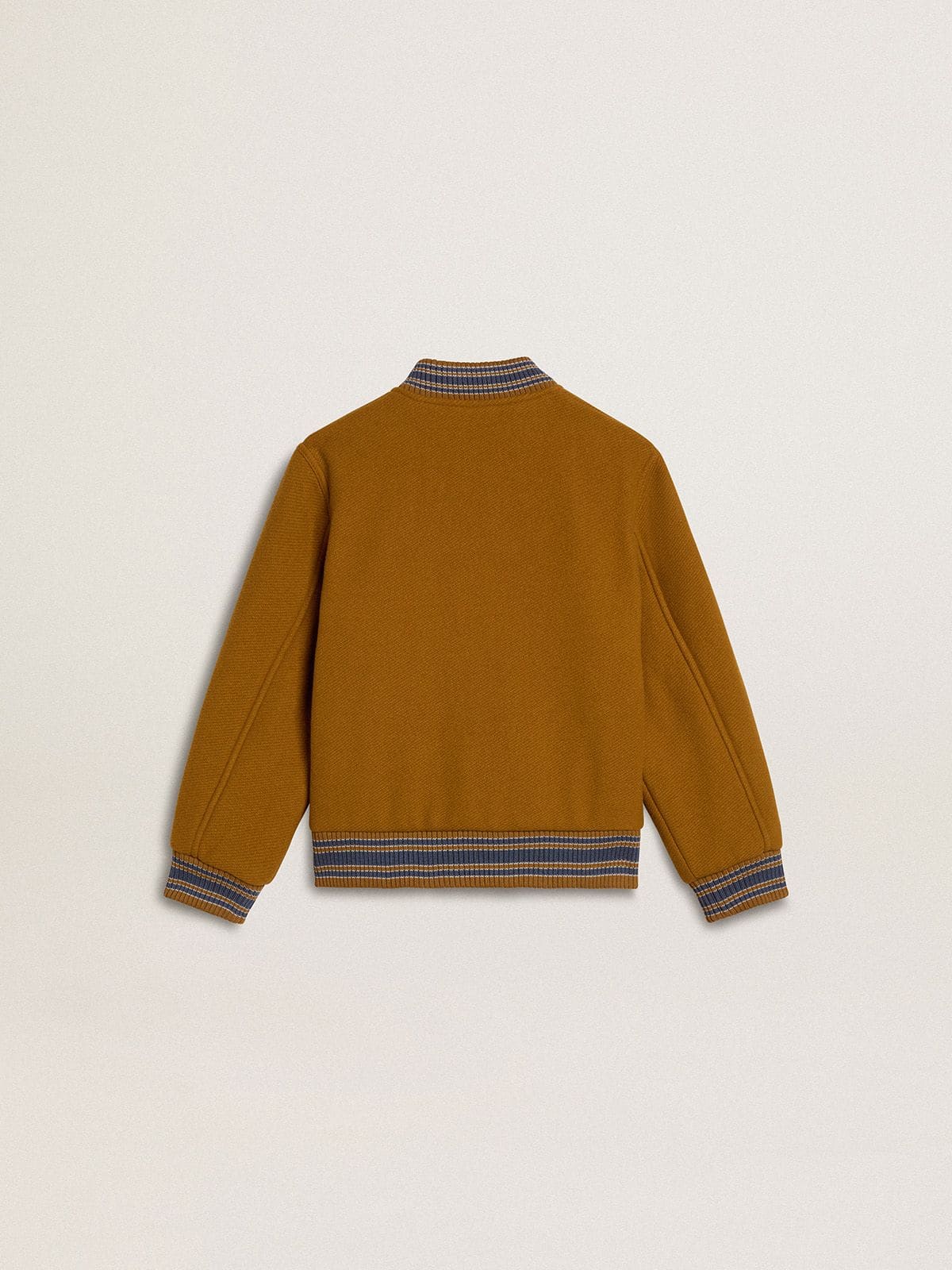 Golden Goose Kids’ wool bomber jacket in ochre yellow with patch