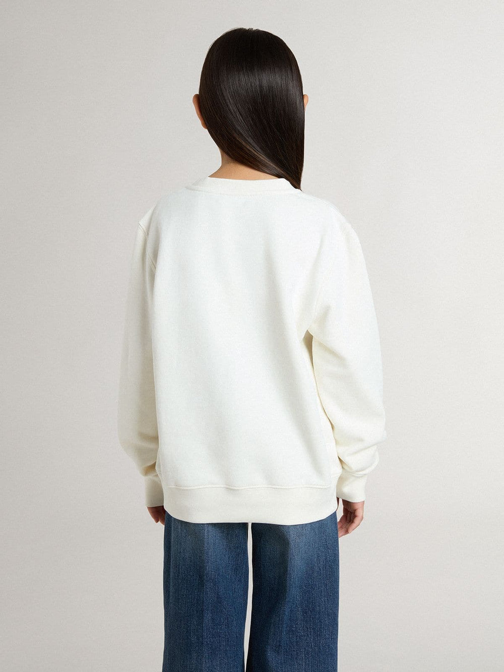 Golden Goose Girls' white sweatshirt with multicolor Golden writing on the front