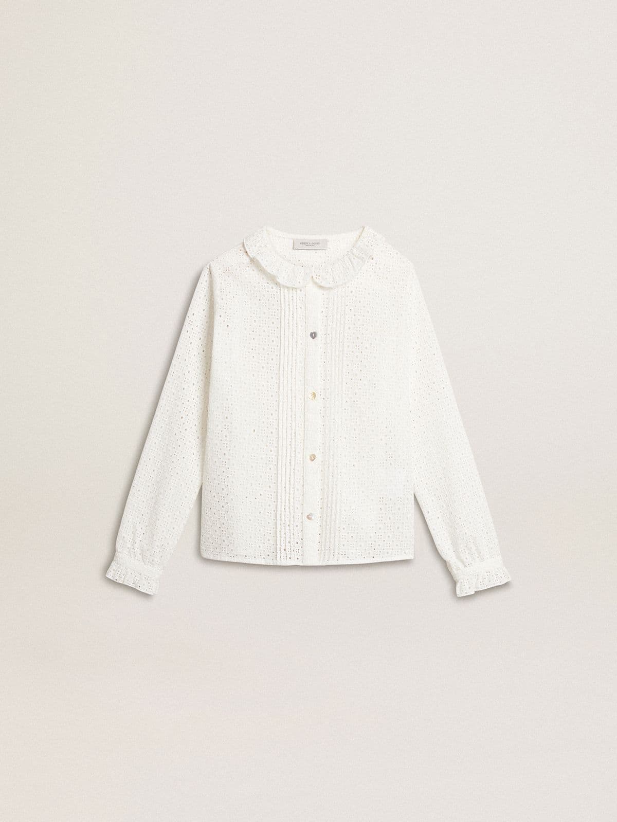 Golden Goose Girls' white broderie anglaise cotton shirt