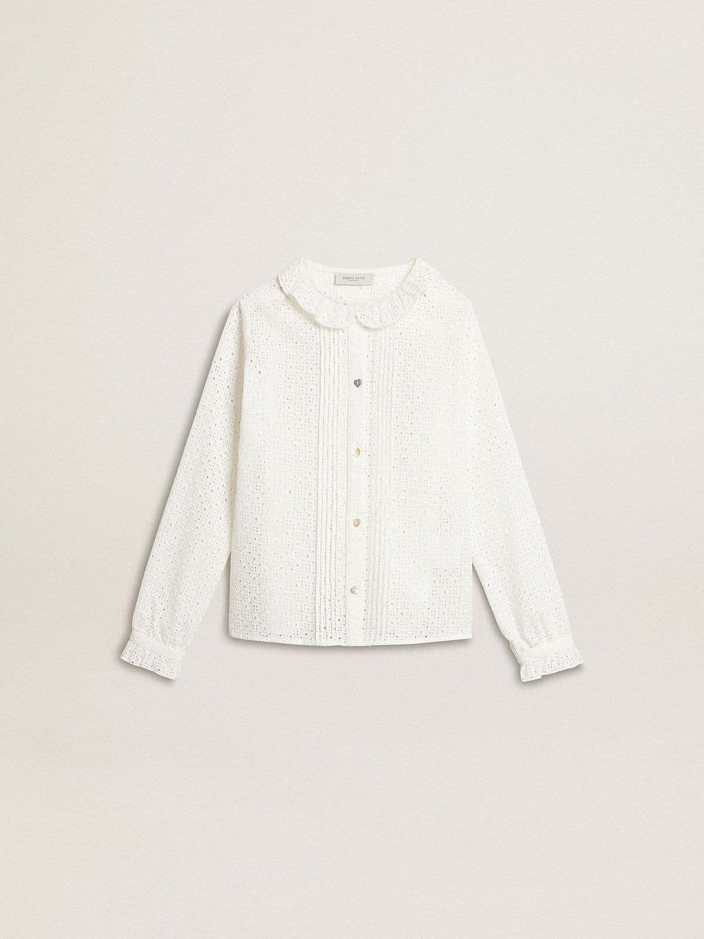 Golden Goose Girls' white broderie anglaise cotton shirt