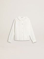 Golden Goose Girls' white broderie anglaise cotton shirt