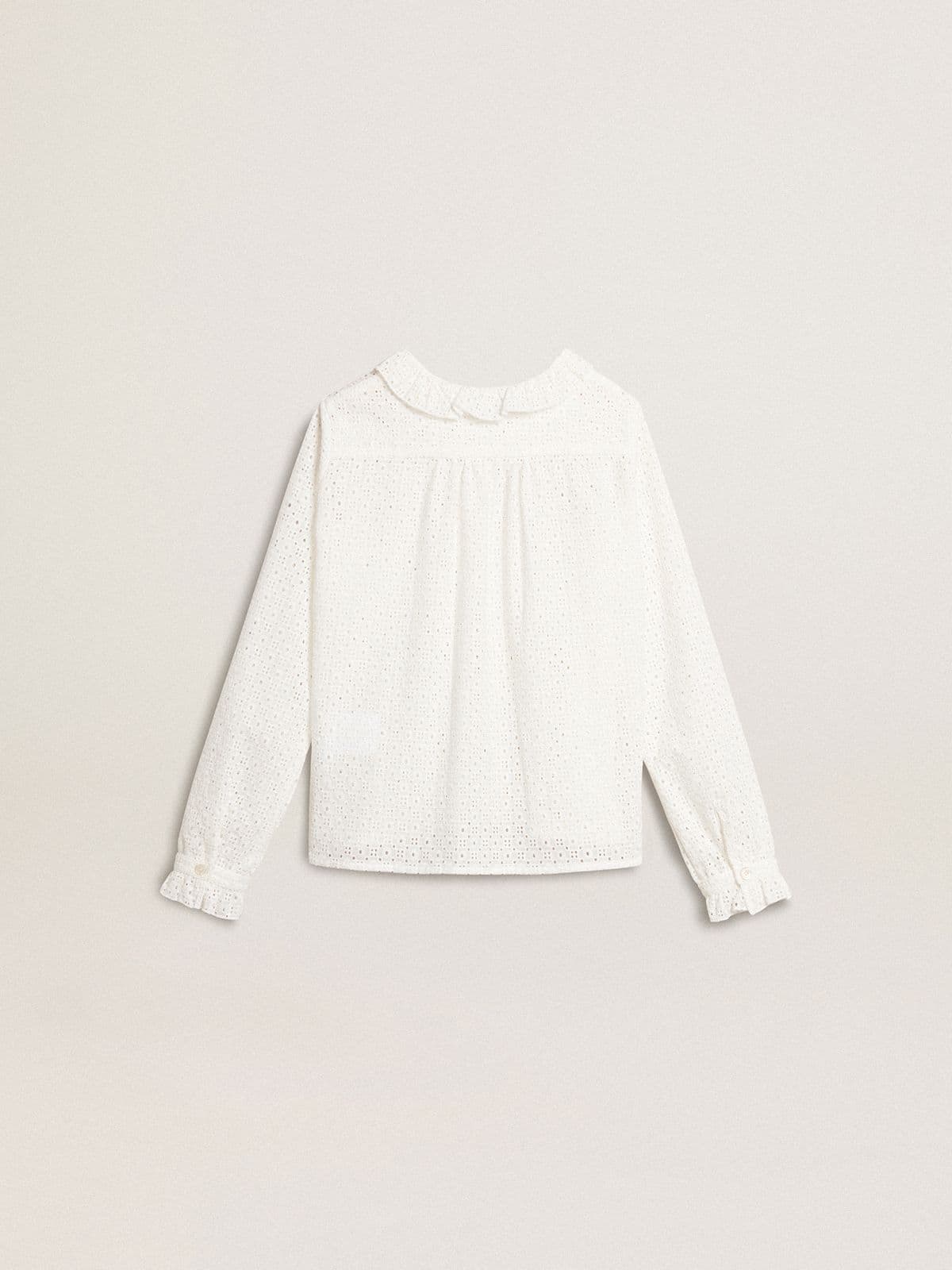 Golden Goose Girls' white broderie anglaise cotton shirt