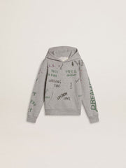 Golden Goose Kids’ gray sweatshirt with multicolor printed lettering