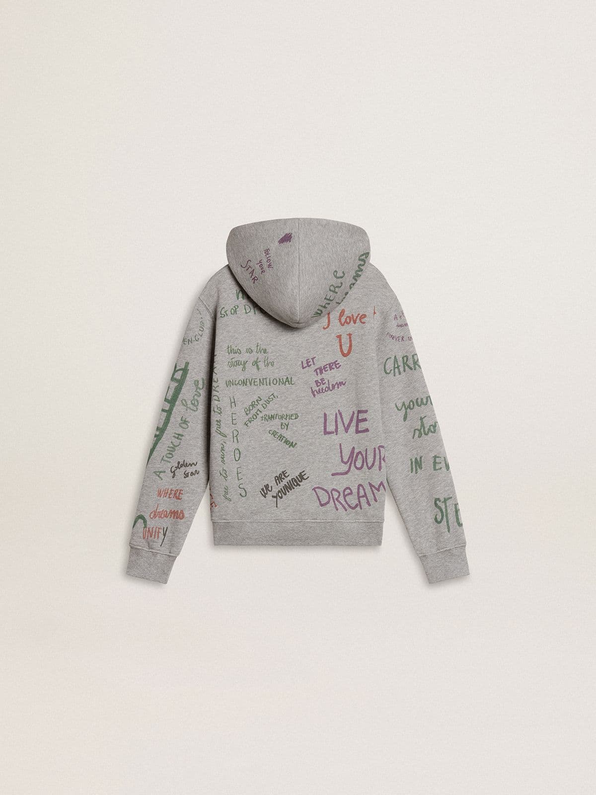 Golden Goose Kids’ gray sweatshirt with multicolor printed lettering