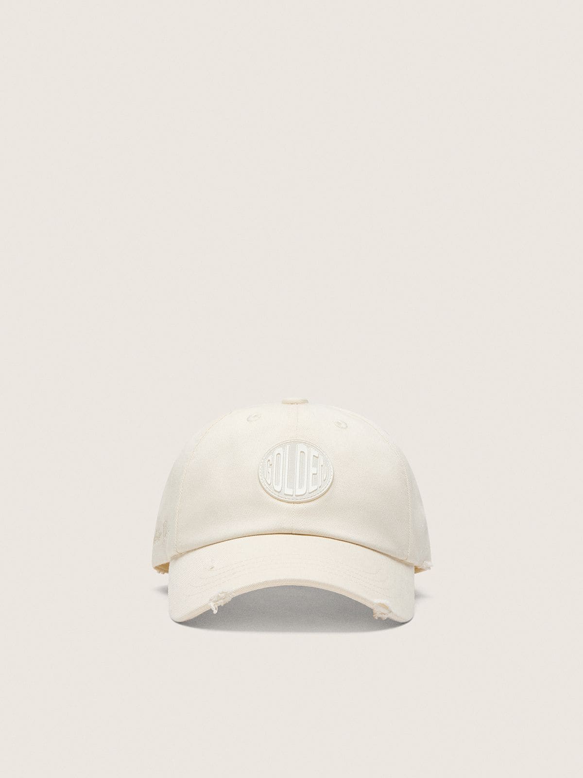 Golden Goose Journey baseball cap in white cotton twill with patch and Golden Goose embroidery