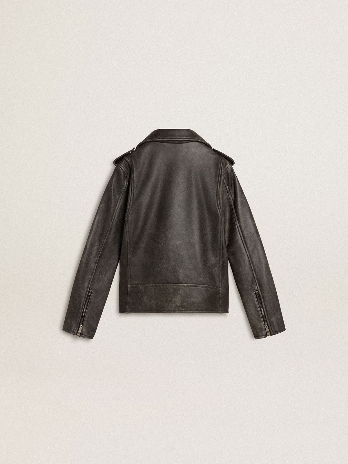 Golden Goose Boys’ biker jacket in distressed leather
