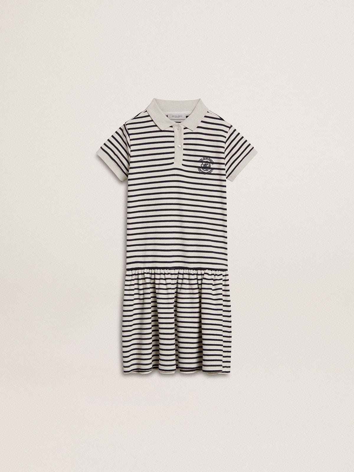 Golden Goose Girls' midi dress in striped cotton blend with embroidery