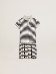 Golden Goose Girls' midi dress in striped cotton blend with embroidery