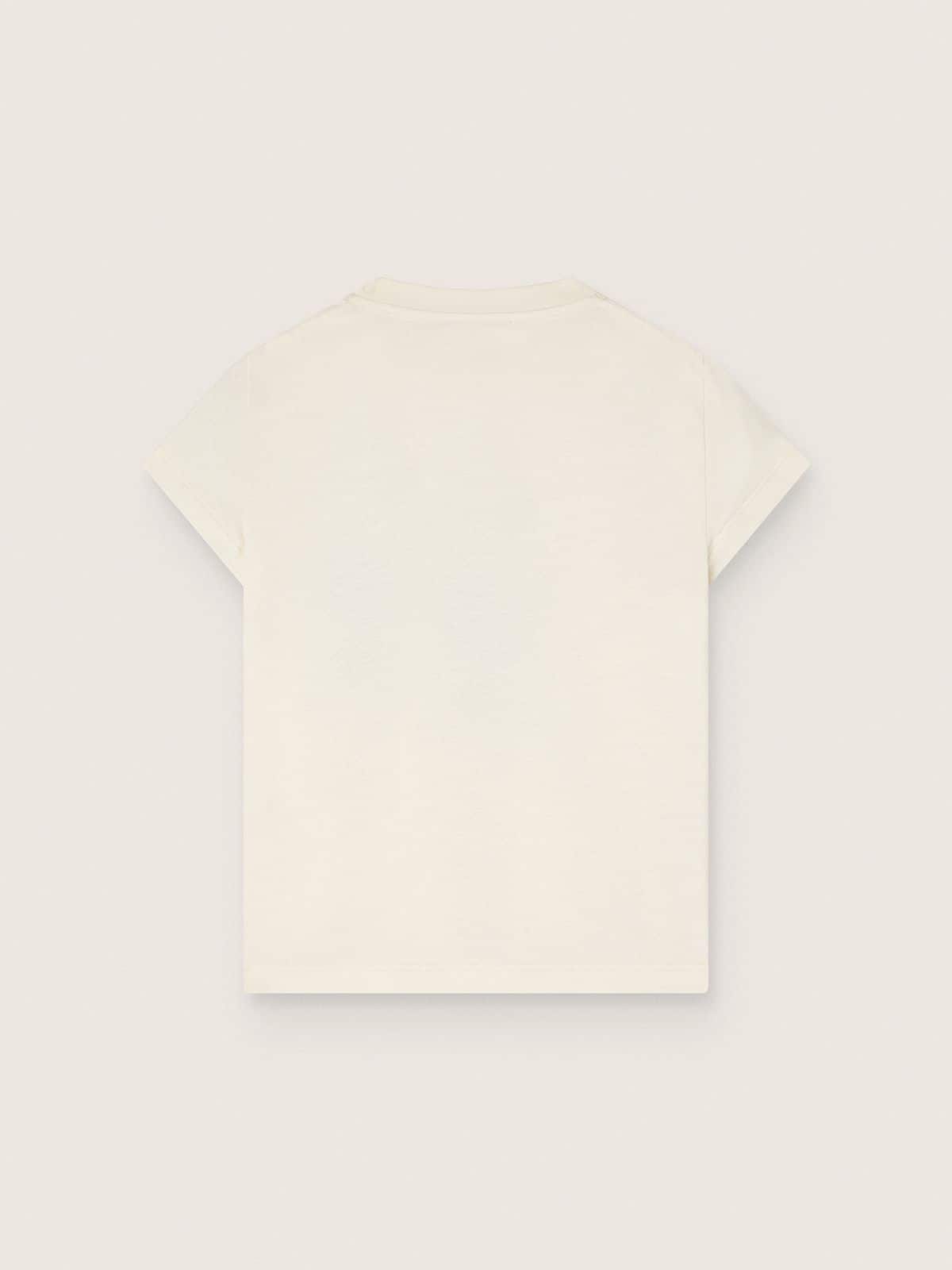Golden Goose Journey T-shirt for girls in white cotton jersey with digital mascot print and crystal appliqués