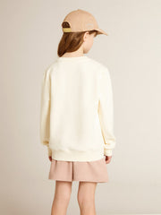 Golden Goose Sweatshirt in aged white with multicolor Golden lettering on the front