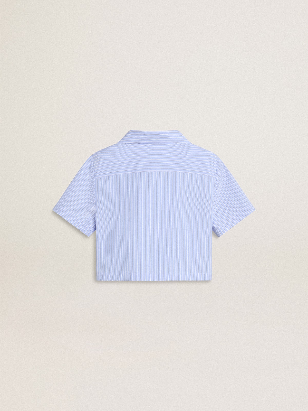 Golden Goose Girls' cropped shirt in striped light blue cotton
