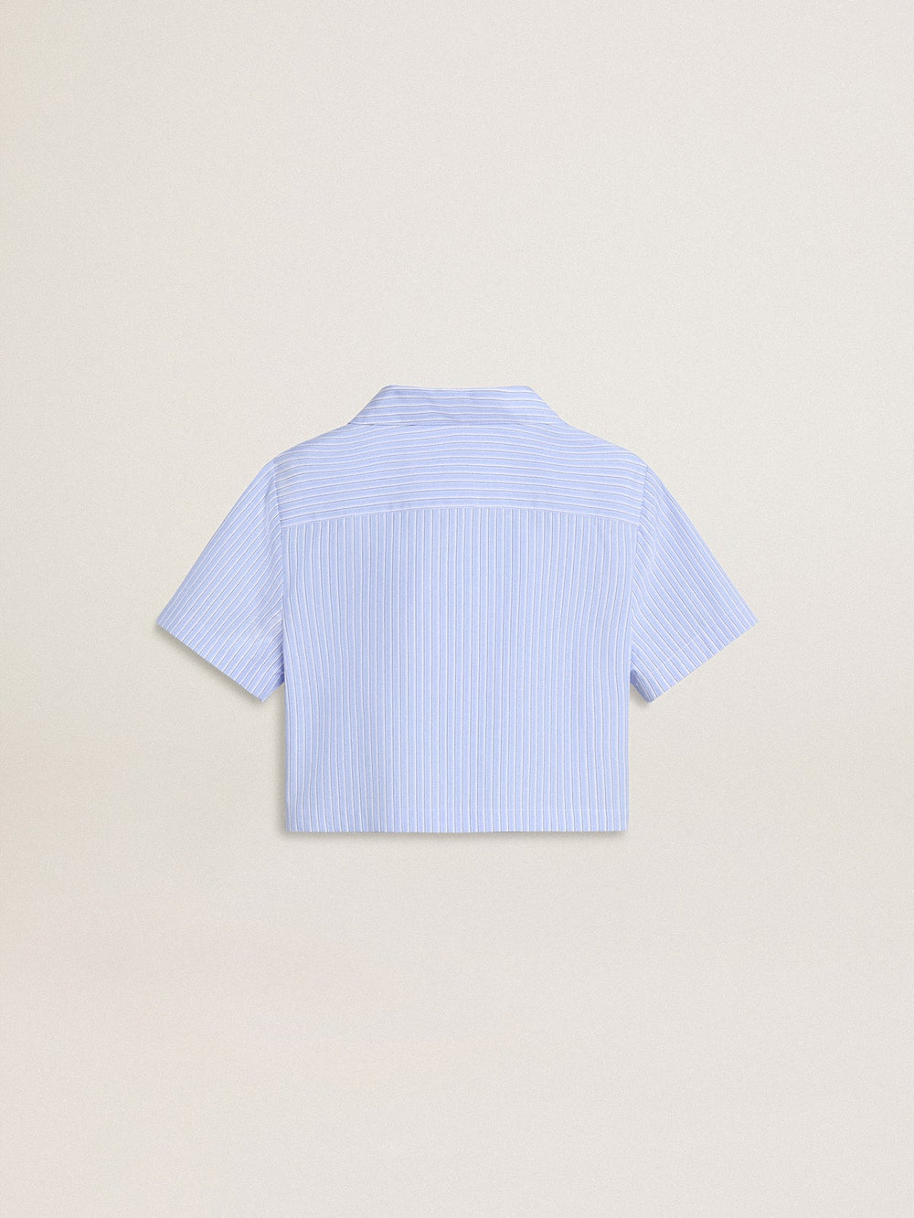 Golden Goose Girls' cropped shirt in striped light blue cotton