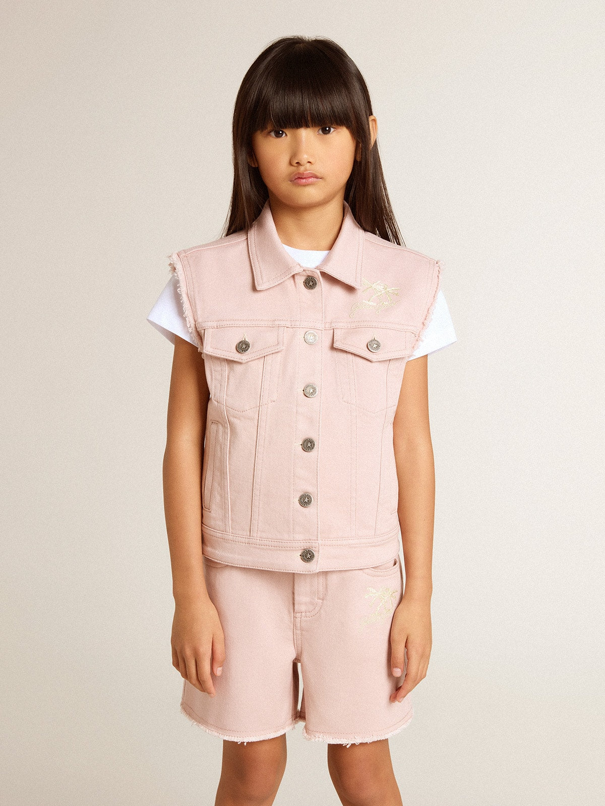 Golden Goose Girls' pink denim vest