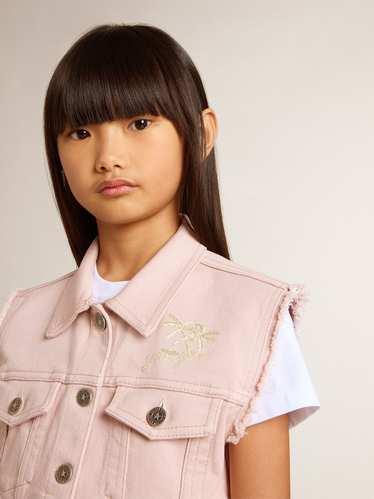 Golden Goose Girls' pink denim vest
