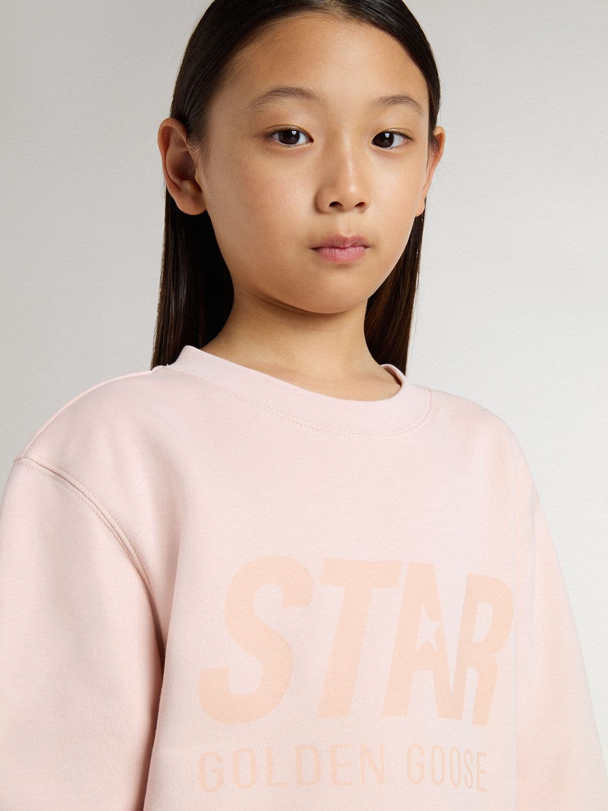 Golden Goose Girls' pink-colored sweatshirt with pink front lettering