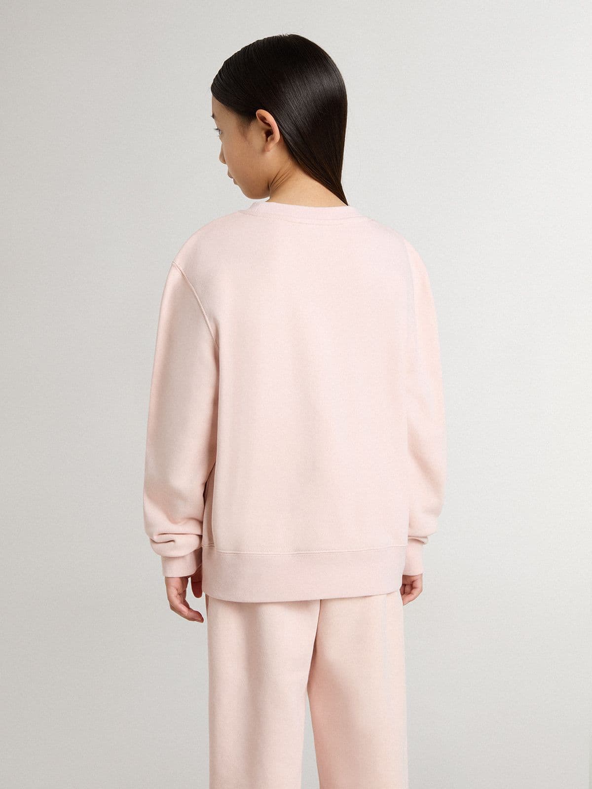 Golden Goose Girls' pink-colored sweatshirt with pink front lettering