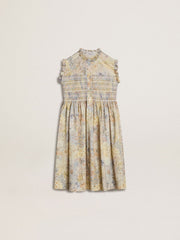 Golden Goose Girls' cotton midi dress with multicolor floral print