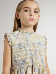 Golden Goose Girls' cotton midi dress with multicolor floral print