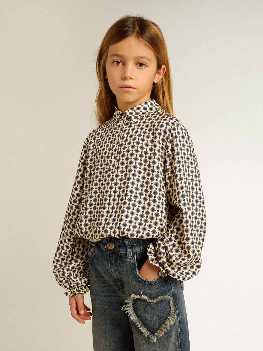 Golden Goose Girls' polo shirt with geometric print