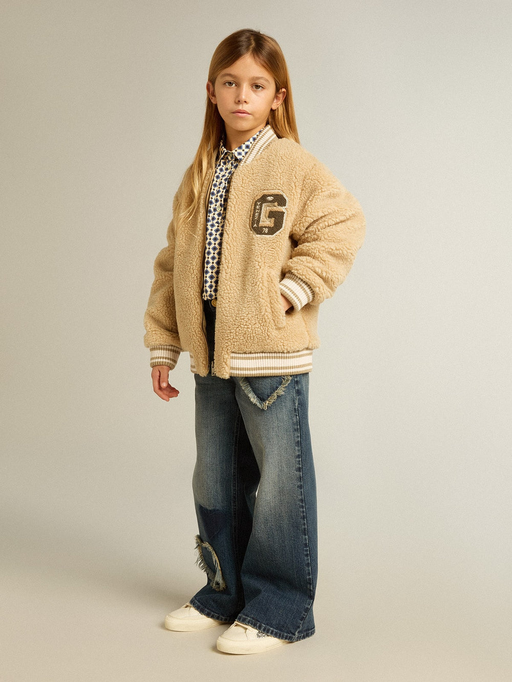 Golden Goose Girls' polo shirt with geometric print