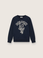 Golden Goose Journey crew neck sweatshirt for boys in navy blue cotton with mascot print