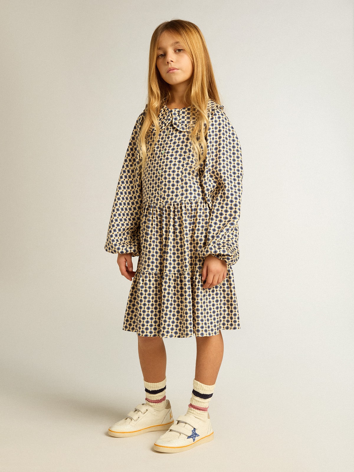 Golden Goose Girls' dress with geometric print and removable collar