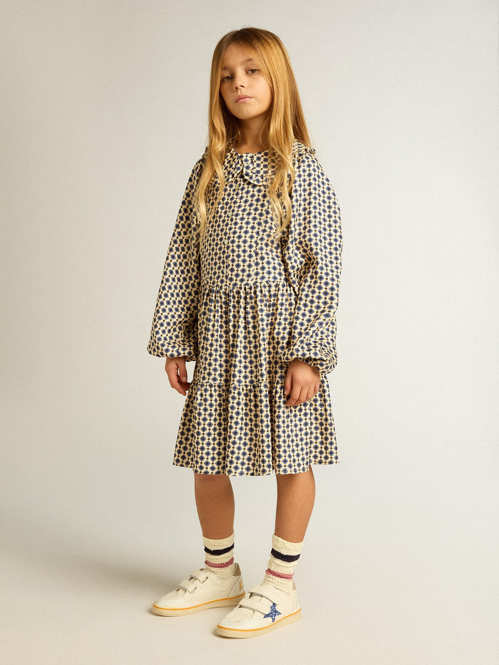 Golden Goose Girls' dress with geometric print and removable collar