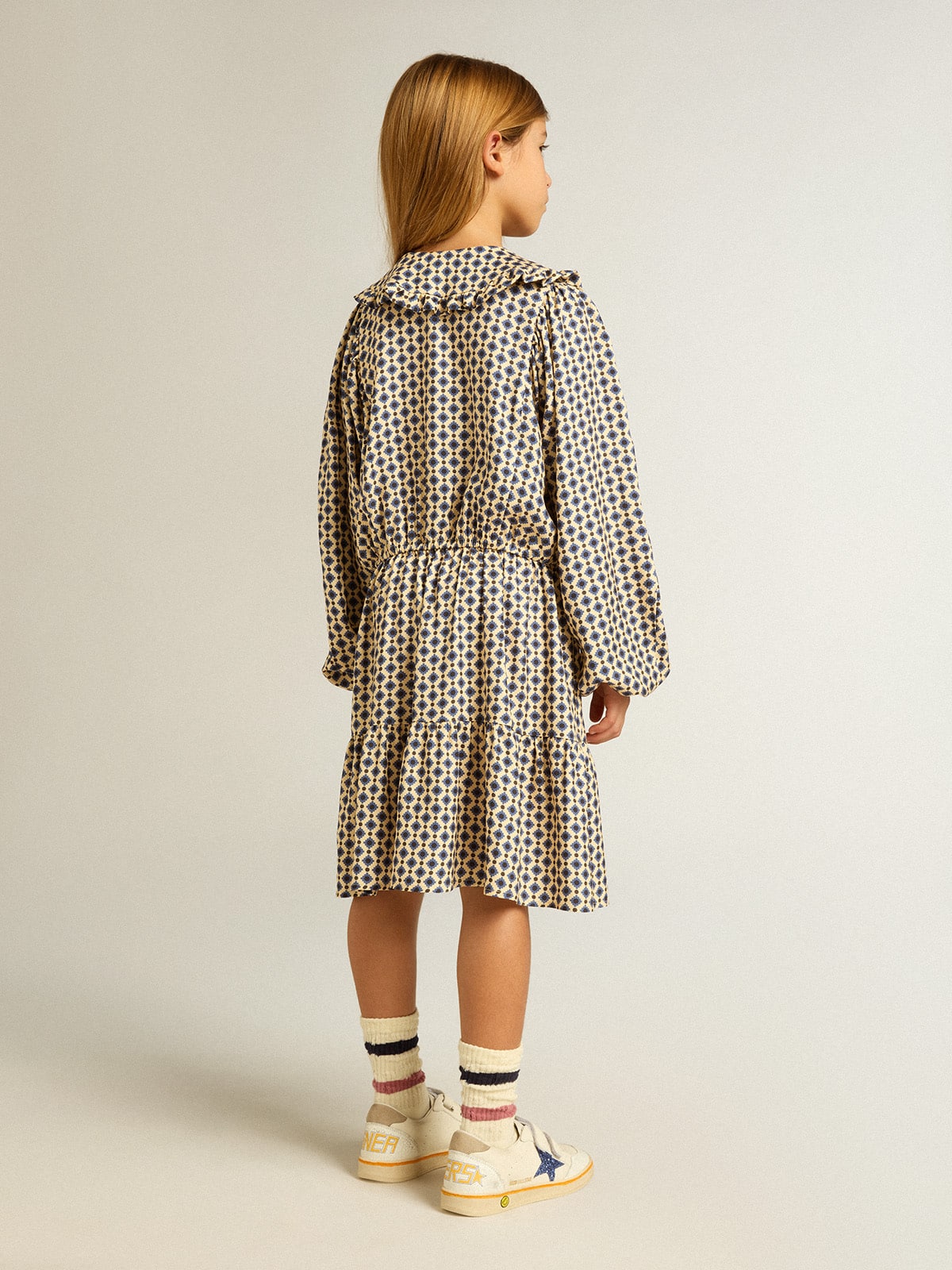 Golden Goose Girls' dress with geometric print and removable collar
