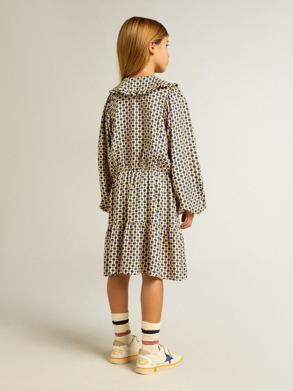 Golden Goose Girls' dress with geometric print and removable collar