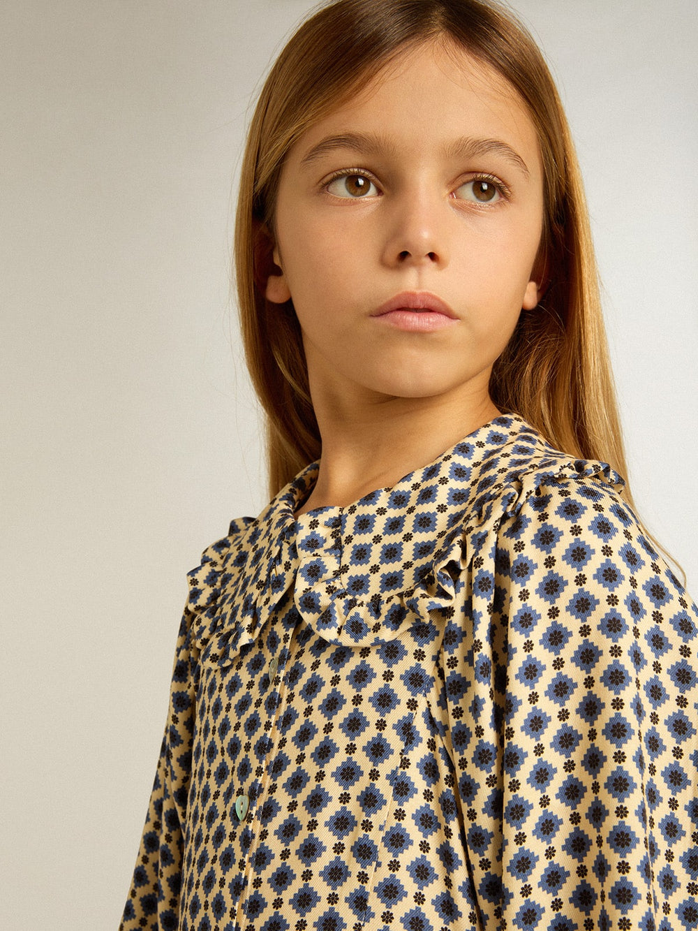 Golden Goose Girls' dress with geometric print and removable collar