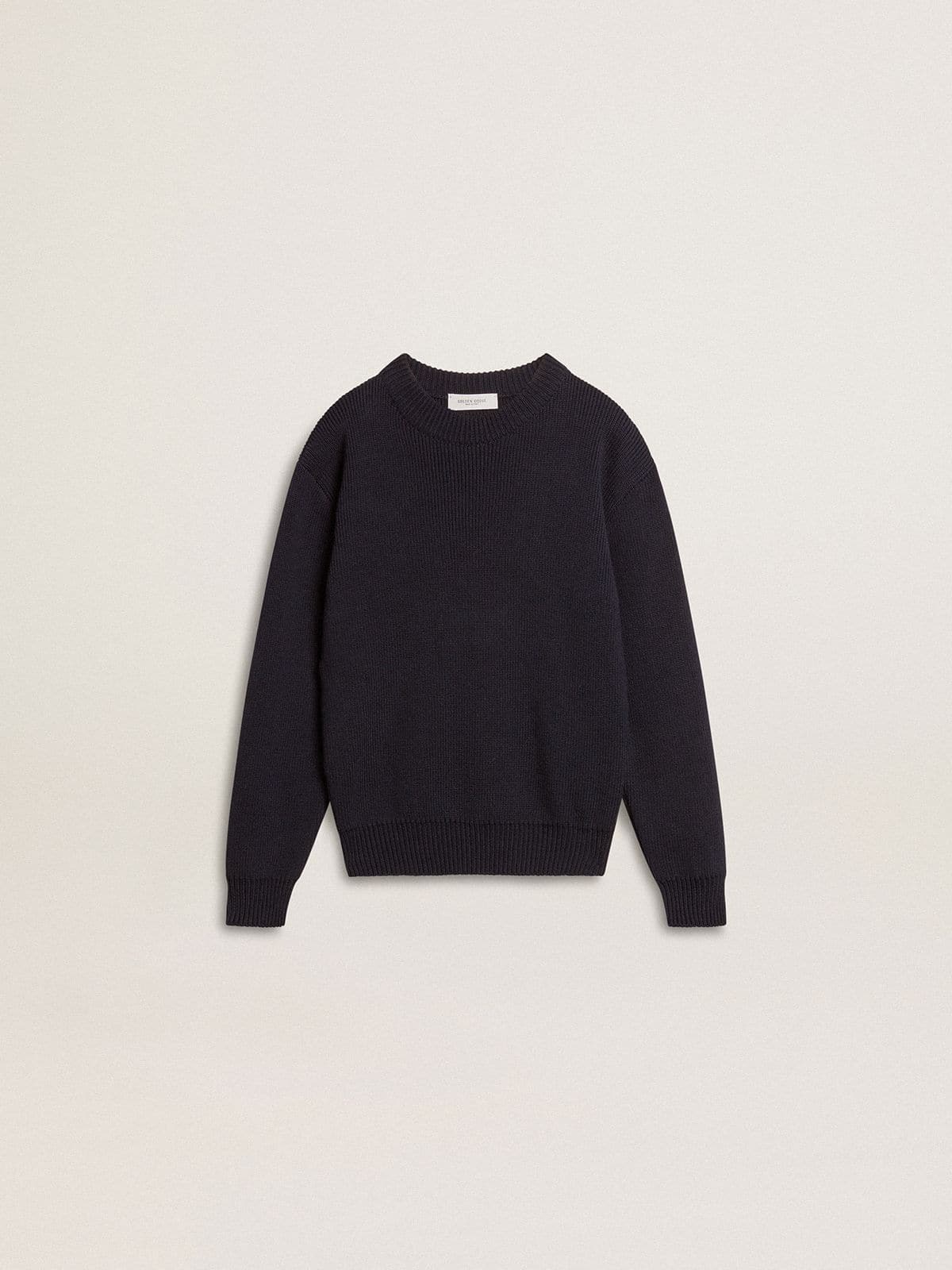 Golden Goose Boys’ blue crew-neck sweater with 'Golden' lettering on the back