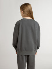 Golden Goose Kids’ gray sweatshirt with raised logo